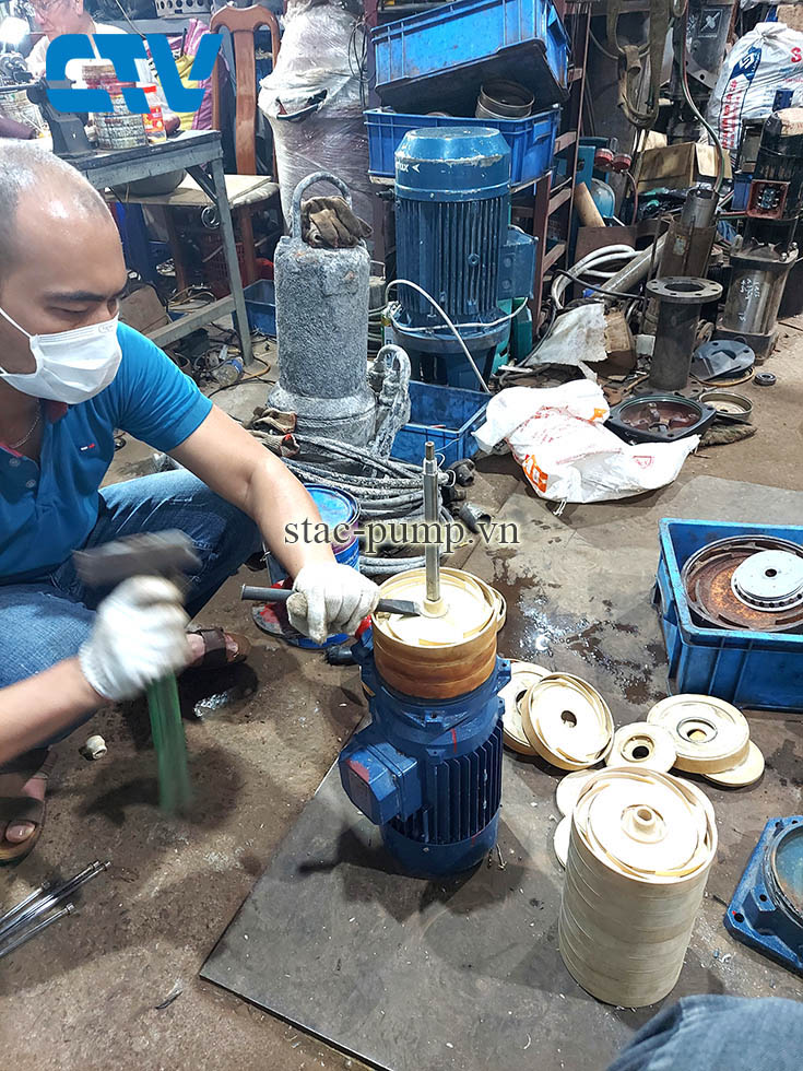 Cường Thịnh Vương sửa chữa thay bộ ruột buồng cánh máy bơm trục đứng STAC EVX chuyên nghiệp
