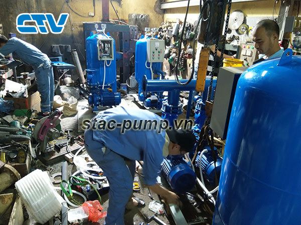 Thi công lắp đặt hệ thống máy bơm tăng áp Stac tại xưởng của Cường Thịnh Vương